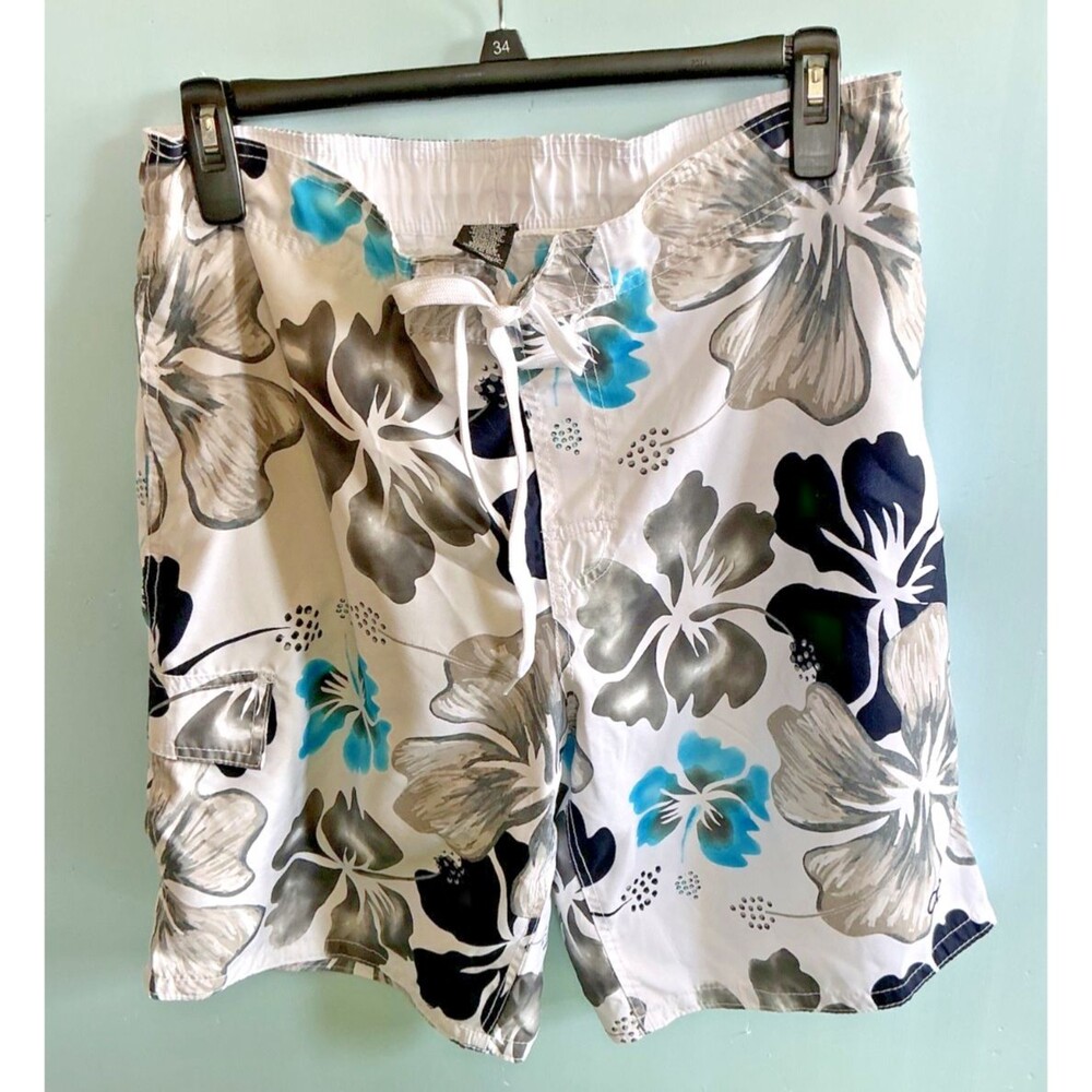 Ocean Pacific OP Swim Trunks Mens L Hawaiian Board Shorts Floral 36 - 38